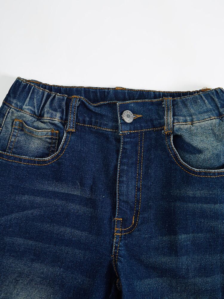 Celana Jeans Denim untuk Remaja Putri, Warna Vintage Washed, Gaya Busana Jalanan, Ujung Bawah Robek dan Rusak, Potongan Kaki Melebar, Gaya Busana Serbaguna Terbaru - Biru - View 6