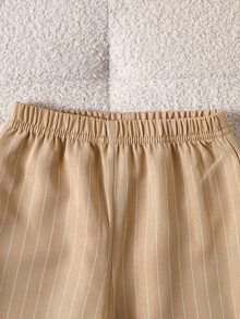 Souflis Souflis 2件組幼兒男童運動衫長褲套裝 學院風 橘色黑色 馬刺刺繡 配色拼接 長袖圓領 加厚 戶外 秋冬節日條紋 - 卡其色 - 查看 9