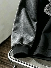 2件組青少年男孩時尚極簡舒適圓領衛衣與寬腿工裝褲套裝，酷炫幾何拼接滿版印花設計，英文圖案印花設計，適合假期派對聚會，休閒舒適，男孩春夏秋冬首選，春夏秋冬街頭穿搭，返校派對休閒穿著 - 彩色 - 查看 5
