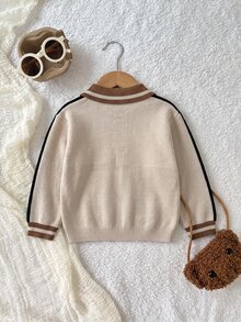 SHEIN Playful Pals Boys' Thick Striped Knit Sweater Long Sleeve Top, Autumn/Winter Pullover - Multicolor - View 2