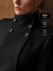 MOTF PREMIUM WOMEN'S AUTUMN/WINTER WOOL SINGLE-FACED COAT - Black - View 1