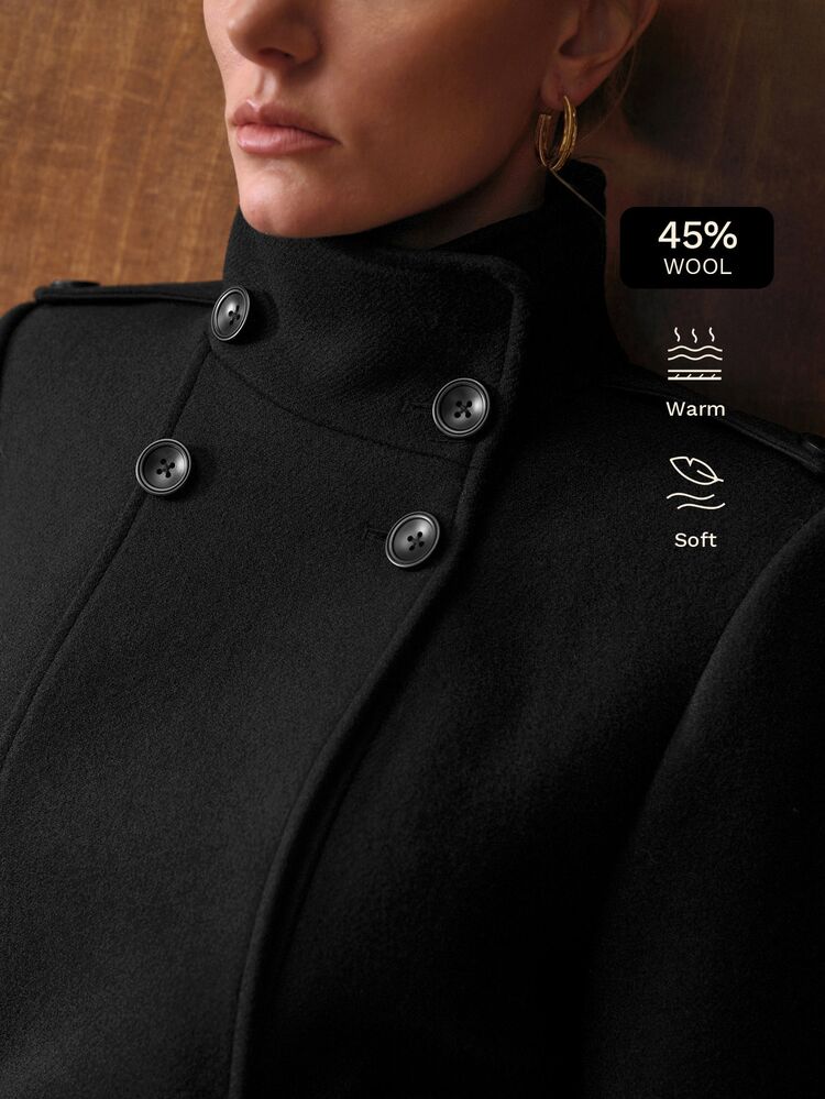 MOTF PREMIUM WOMEN'S AUTUMN/WINTER WOOL SINGLE-FACED COAT - Black - View 1