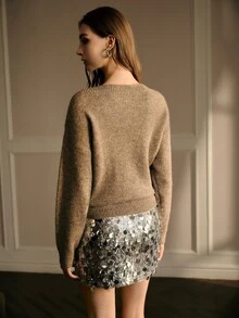 MOTF PREMIUM WOMEN'S BEADED CREW NECK LONG SLEEVE SWEATER - Volcanic Gray - View 3