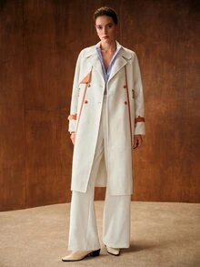 MOTF PREMIUM FASHION WOMEN'S PATCHWORK COLORBLOCK LEATHER & OVERCOAT - White - View 3