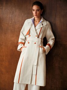 MOTF PREMIUM FASHION WOMEN'S PATCHWORK COLORBLOCK LEATHER & OVERCOAT - White - View 5