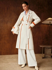 MOTF PREMIUM FASHION WOMEN'S PATCHWORK COLORBLOCK LEATHER & OVERCOAT - White - View 4