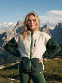 WanderVale Women's Outdoor Thermal Lined Colorblock Zip-Up Jacket - Dark Green - View 2