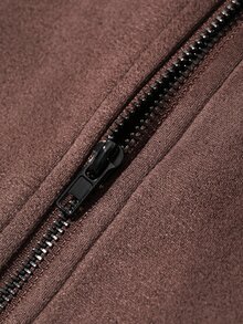 DAZY Autumn/Winter Solid Brown Suede Fleece Patchwork Collar Textured PU Fabric Men's Jacket And Coat - Rust Brown - View 13