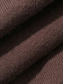 DAZY Autumn/Winter High Neck Coffee Color Solid Knit Loose Lazy Casual Home Wear Matching Wide Leg Pants Women's Sweater 2 Pieces Set - Brown - View 7