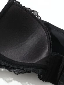 DAZY Lace Patchwork Padded Bra With Slight Lift, Strapless Bra Underwear For Women - Black - View 11