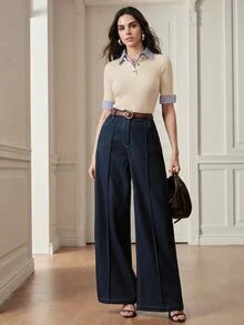 Anewsta 現代感 2 合 1 混搭舒適女款多功能灰色針織外套上衣 - 米色 - 查看 5