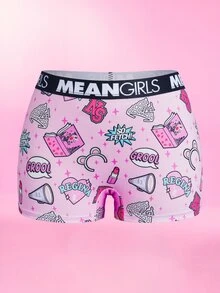 Mean Girls | SHEIN Women's Letter Print Colorblock Casual Everyday Hipster Panties - Pink - View 8