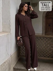 SHEIN Tall 2026Autumn/Winter New Music Festival Easter St. Patrick's Day Western Style New Chinese Frog Button - Brown - View 1