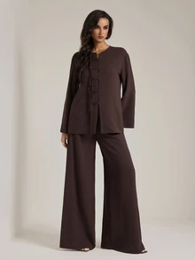 SHEIN Tall 2026Autumn/Winter New Music Festival Easter St. Patrick's Day Western Style New Chinese Frog Button - Brown - View 7