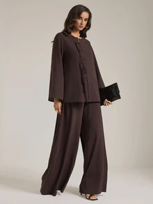 SHEIN Tall 2026Autumn/Winter New Music Festival Easter St. Patrick's Day Western Style New Chinese Frog Button - Brown - View 3