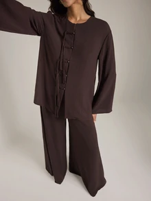 SHEIN Tall 2026Autumn/Winter New Music Festival Easter St. Patrick's Day Western Style New Chinese Frog Button - Brown - View 5