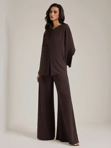 SHEIN Tall 2026Autumn/Winter New Music Festival Easter St. Patrick's Day Western Style New Chinese Frog Button - Brown - View 8