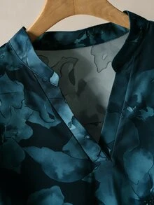 Modelyn 女款紮染印花上衣與純色寬腿褲休閒舒適百搭大尺碼兩件套 - 彩色 - 查看 8