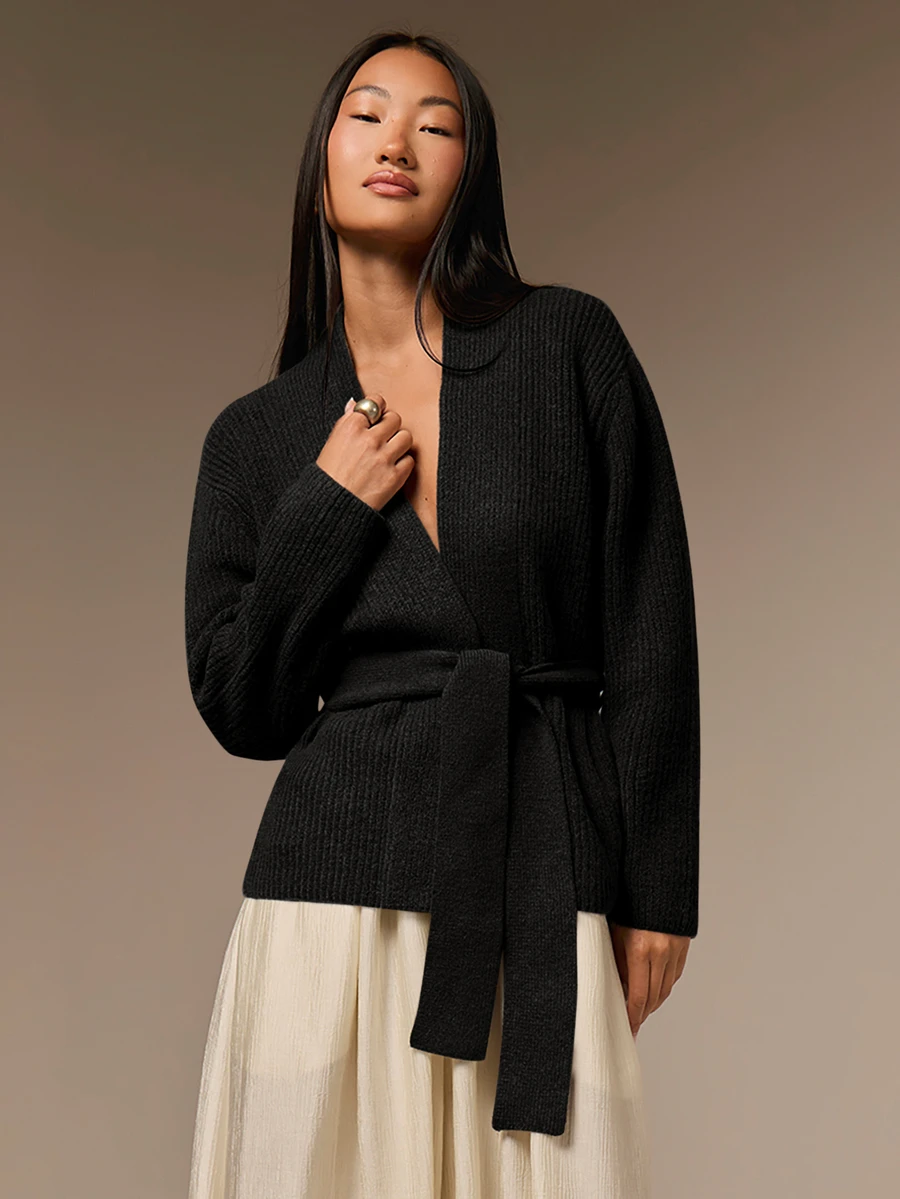 COSMINA Women's Casual Minimalist Cardigan Sweater, All-Match Versatile Autumn Knitwear - Black - View 1