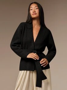 COSMINA Women's Casual Minimalist Cardigan Sweater, All-Match Versatile Autumn Knitwear - Black - View 5