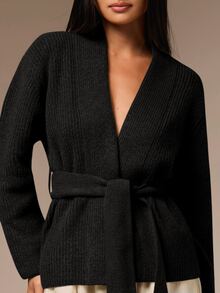 COSMINA Women's Casual Minimalist Cardigan Sweater, All-Match Versatile Autumn Knitwear - Black - View 6