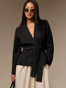 COSMINA Women's Casual Minimalist Cardigan Sweater, All-Match Versatile Autumn Knitwear - Black - View 4