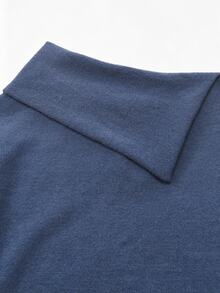 Balvessa French Style High Neck Handmade Button Lazy Home & Outdoor Wear Women's Sweater - Blue - View 5