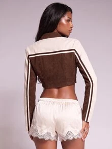 Nooralise Fashionable Sporty Striped Colorblock Cropped Jacket - Multicolor - View 2