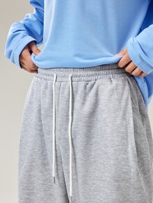 Vaulklash Men Drawstring Waist Wide Leg Sweatpants Sweatpantswide Menwide Joggersbaggy Pants Y2kblack Baggy Oversized Grey Joggers Bottom For - Dove grey - View 6