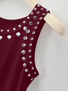 Rovax Women's Fashion Rivet Detail Cropped Tank Top, Street Style - Multicolor - View 6