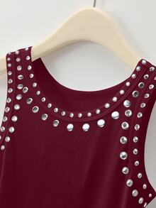 Rovax Women's Fashion Rivet Detail Cropped Tank Top, Street Style - Multicolor - View 5