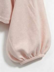 SHEIN Damen Festival Outfit Rundhals Blütenärmel Rosa Süß Lässig Pullover - Babypink - Übersicht 4