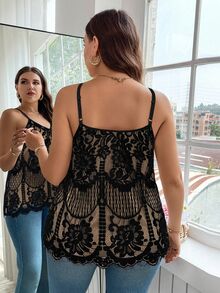 SHEIN Clasi 大码女式夏季休闲度假花卉蕾丝吊带背心 - 彩色 - 查看 2