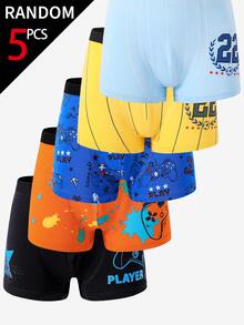 [5pcs Random Assortment] Boys Boxer Briefs 5-Pack Random Baby Pink Patterns Elastic Waistband Comfortable Summer Nursery Nursing Autumn Winter - Multicolor - View 6