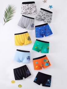[5pcs Random Assortment] Boys Boxer Briefs 5-Pack Random Baby Pink Patterns Elastic Waistband Comfortable Summer Nursery Nursing Autumn Winter - Multicolor - View 4