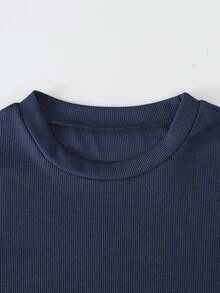 Tween Girl Simple Versatile Long Sleeve T-Shirt 2pcs Set For Daily Wear - Blue - View 10