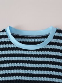 Tween Girl Simple Versatile Long Sleeve T-Shirt 2pcs Set For Daily Wear - Blue - View 9