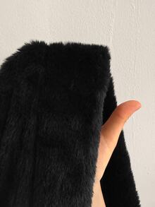 GalTyme Plus Size Women's Solid Color Fashion Versatile Winter Faux Fur Coat - Black - View 11