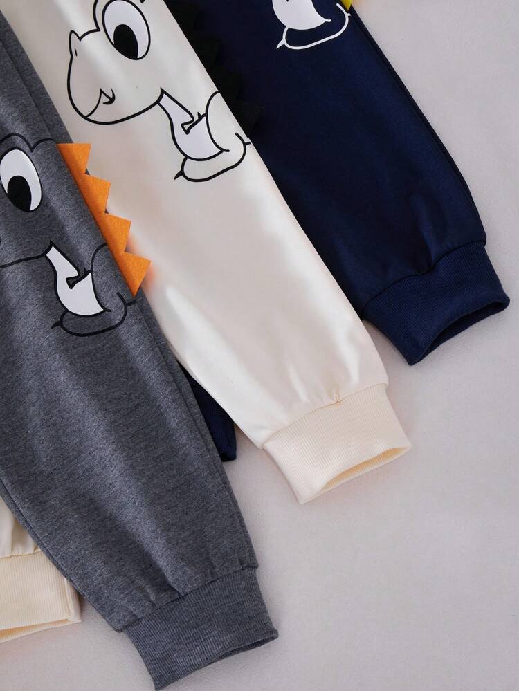 BOY Casual Sports College Street Style Back-To-School Nursery Summer Dinosaur Long Pants Baby Baby Pink 3-Piece Set Daily Wear School Autumn Winter - Multicolor - View 4