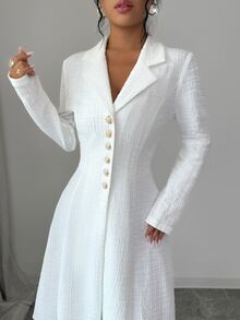 Elenzga Women's Elegant Wool Blend Coat For Outing, Commuting And Business - White - View 7