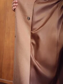 MOTF PREMIUM CONTRAST COLOR LONG PATCHWORK WOOL COAT - Camel - View 9
