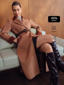 MOTF PREMIUM CONTRAST COLOR LONG PATCHWORK WOOL COAT - Camel - View 6