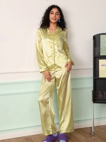 Chillnights Women's Loose Front Button Pajama Set - Yellow - View 6