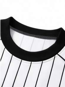 Manfinity Roghcode Men's Summer Black And White Striped Pinstripe T-Shirt,New York Letter Print Baseball Jersey Style Crew Neck Streetwear Short Sleeve Casual Work Tee - Multicolor - View 5