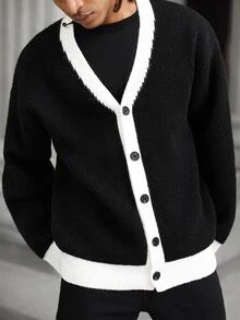 Claim Dot Men's Casual Loose Skull Print Contrast Color Long Sleeve Cardigan Sweater For Fall/Winter - Multicolor - View 4