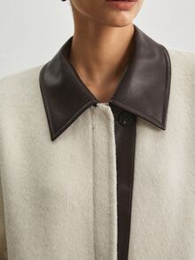 ATUI Studio Versatile Vintage Pocket Long Sleeve Double-Faced Wool Coat - White - View 3