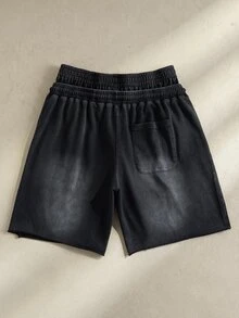 LOONEY TUNES X SHEIN Men's Letter Print Drawstring Waist Slant Pocket Casual Shorts - Black - View 3