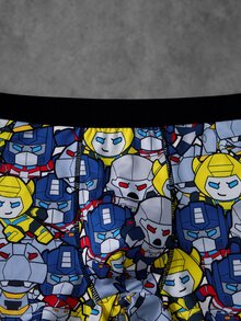 Transformers X SHEIN Men's Cartoon Print Elastic Waist Boxer Briefs - Grey - View 4