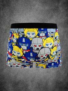 Transformers X SHEIN Men's Cartoon Print Elastic Waist Boxer Briefs - Grey - View 2