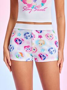 My Little Pony X SHEIN 女款卡通圖案低腰內褲 - 白色 - 查看 3
